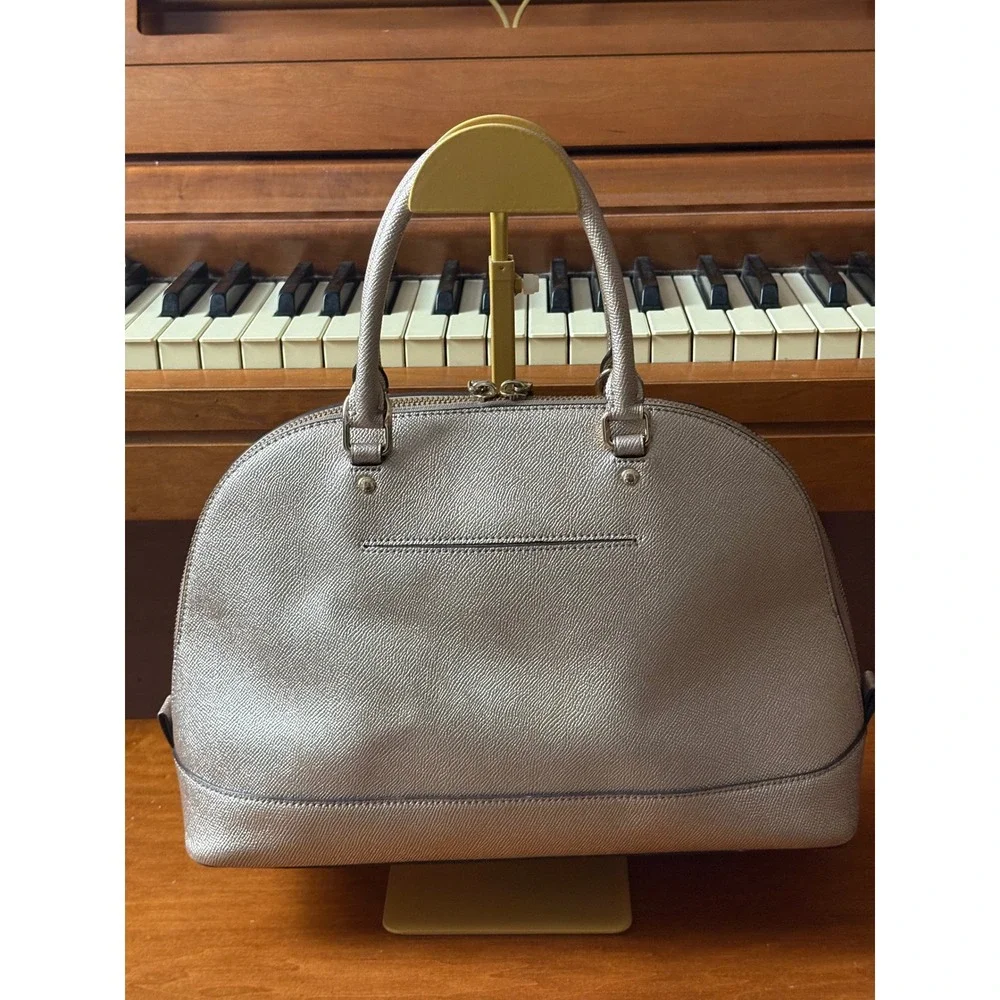 Coach Sierra Satchel Metallic‎ Crossgrain Leather Dome Bag Champagne F22313